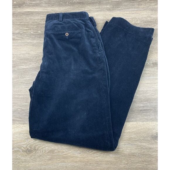 Polo Ralph Lauren Preston Pants Mens 34x32 Blue Corduroy Straight Leg Cotton VTG - Picture 1 of 8